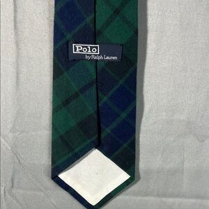 Polo by Ralph Lauren Navy and Forest Checkered Tie vintage
